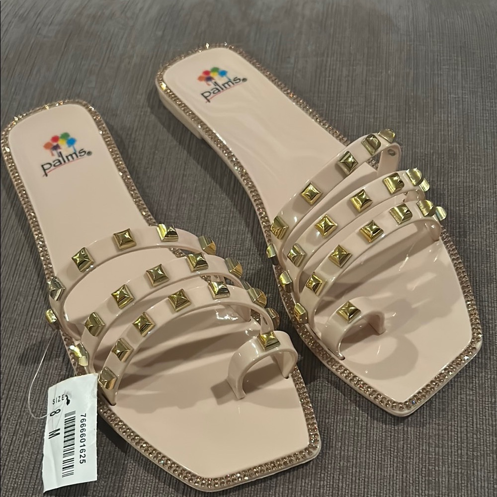 PALMS Womens Studded Jelly Flip Flop Sandals 8 NWT